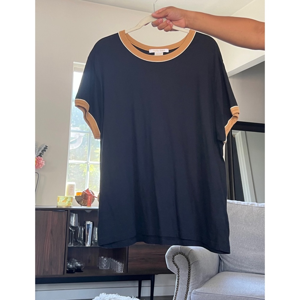 Tuesday of California by Tuesday Bassen - Black and Gold Piped Ringer Tee! - 4X